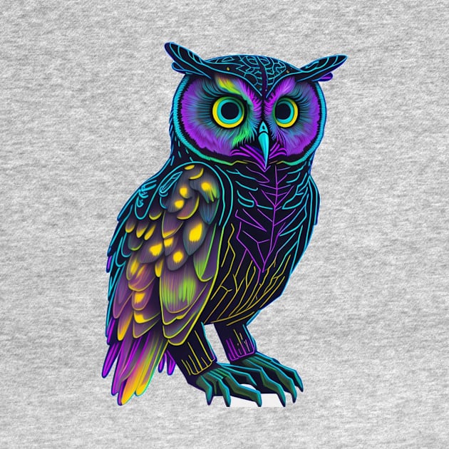 Holographic colorful  cute owl by halazidan